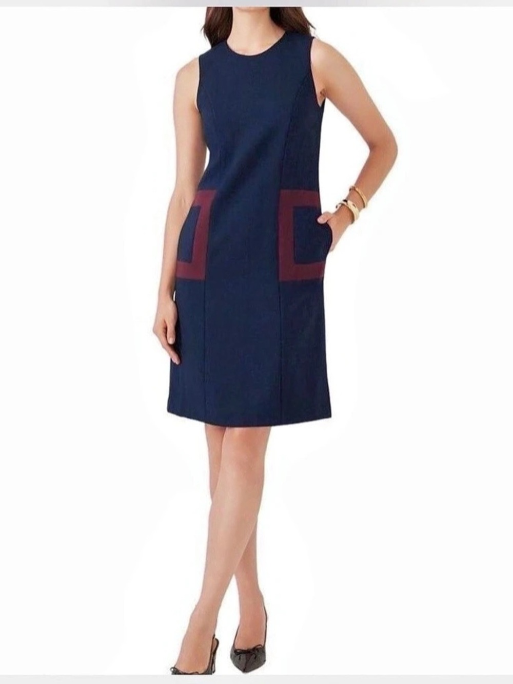 J.McLaughlin Vesper Dress Color Block Mini Blue & Red Medium